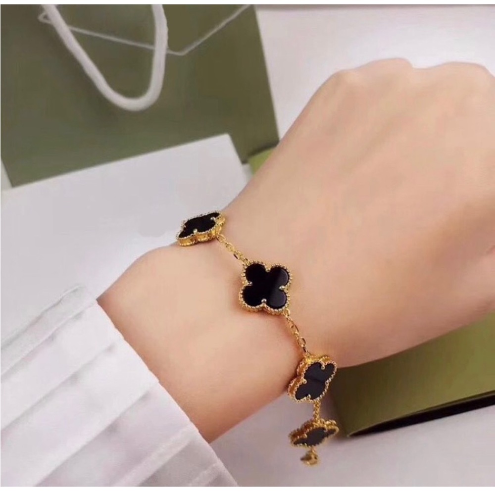 18cm 18k Black gold Fashion Clover Bracelet